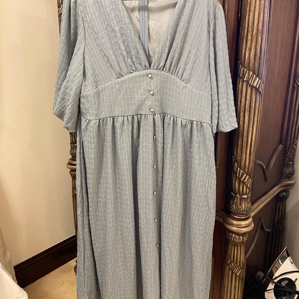 SHEIN Light Blue Long Sleeve Dress